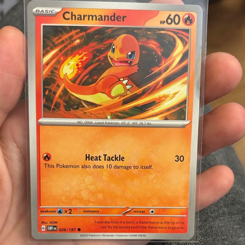 Pokemon Charmander Card - Red and Orange
